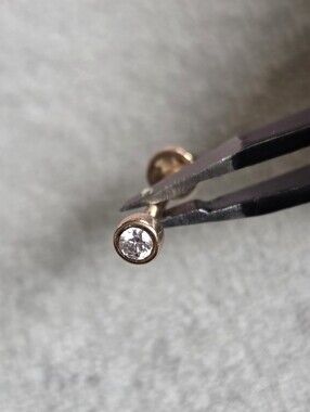 14k Rose Gold Diamond Bezel Earring - Tragus/Cartilage/Helix Body Piercing Stud